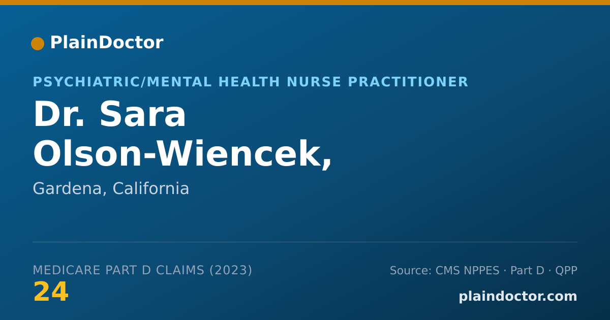 Shareable card for Sara Olson-Wiencek, PMHNP-BC - Psychiatric/Mental Health Nurse Practitioner, Gardena, CA