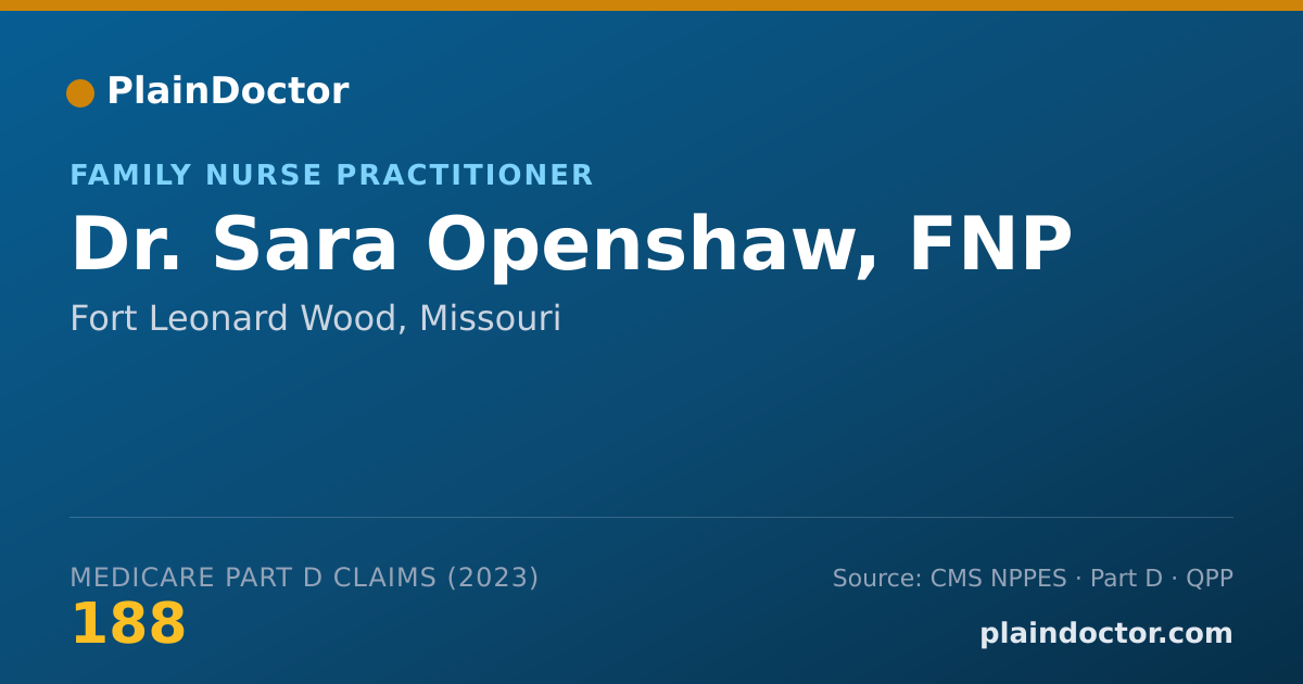 Shareable card for Sara Openshaw, FNP - Family Nurse Practitioner, Fort Leonard Wood, MO