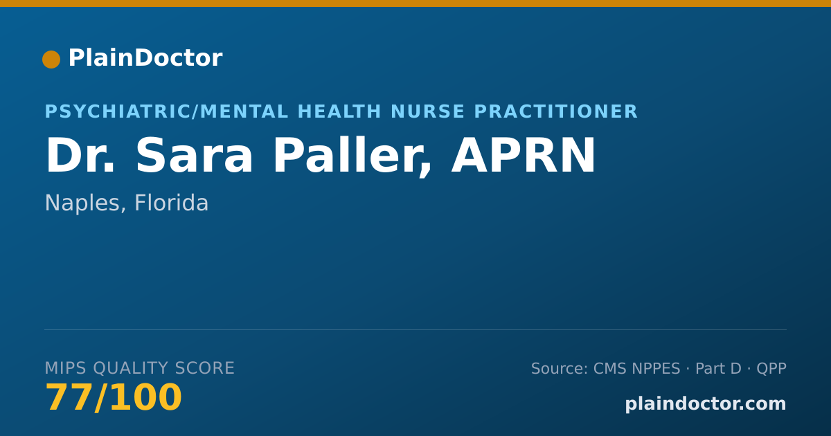 Shareable card for Sara Paller, APRN - Psychiatric/Mental Health Nurse Practitioner, Naples, FL