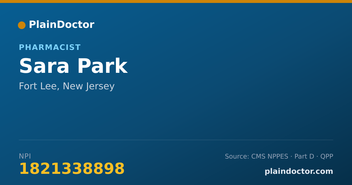 Shareable card for Sara Park - Pharmacist, Fort Lee, NJ