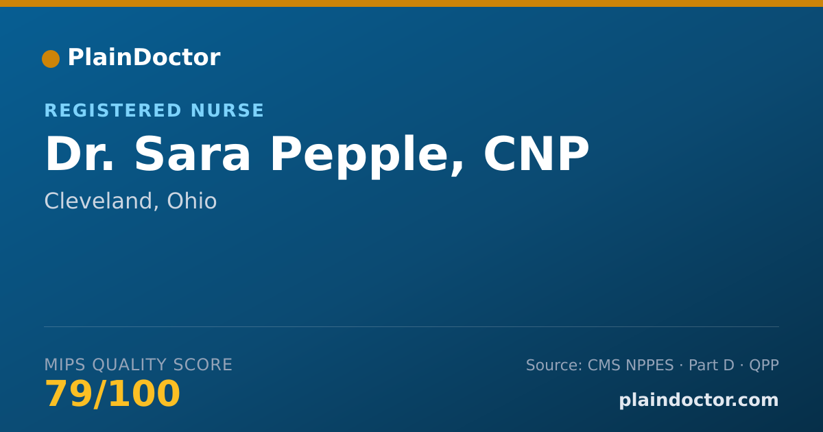 Shareable card for Sara Pepple, CNP - Registered Nurse, Cleveland, OH