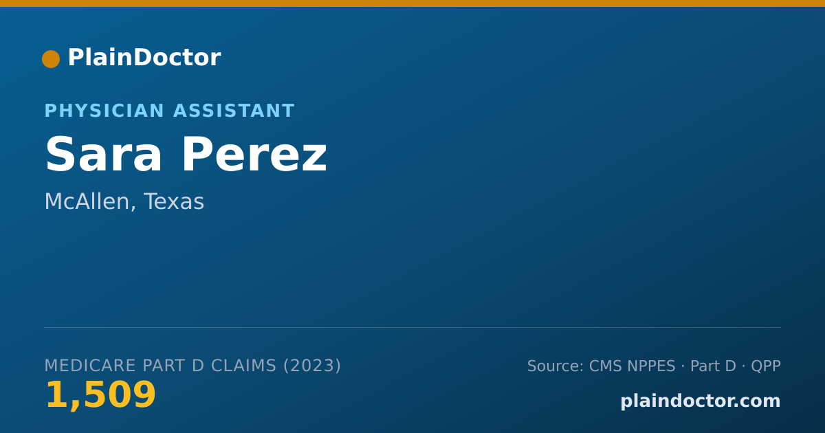 Shareable card for Sara Perez - Physician Assistant, McAllen, TX