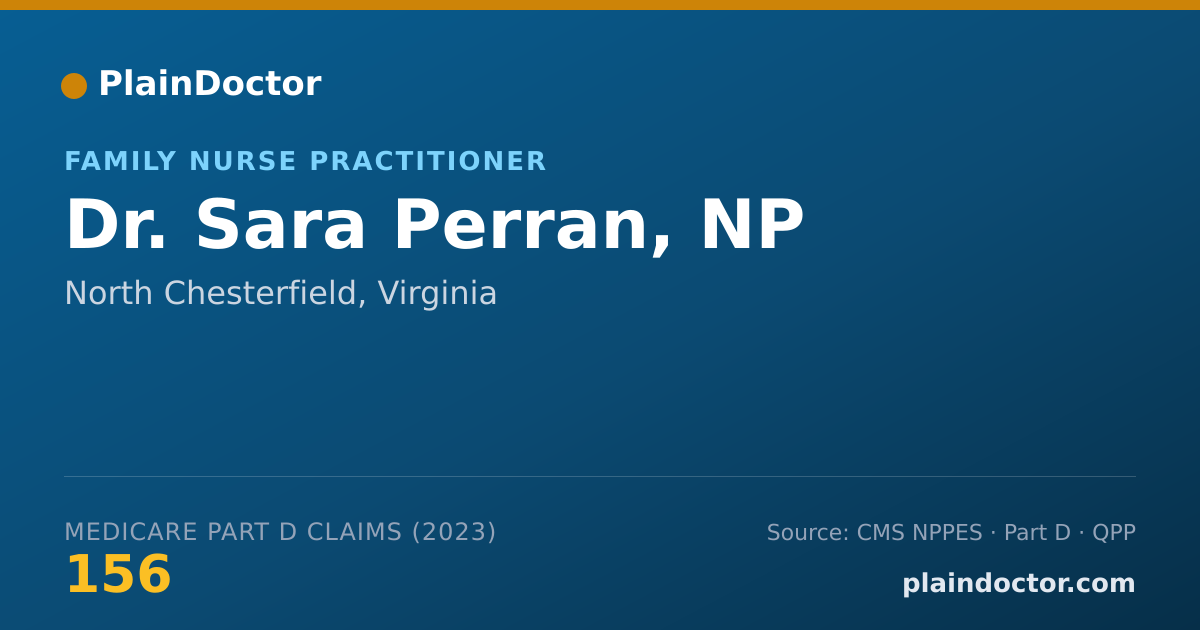 Shareable card for Sara Perran, NP - Family Nurse Practitioner, North Chesterfield, VA