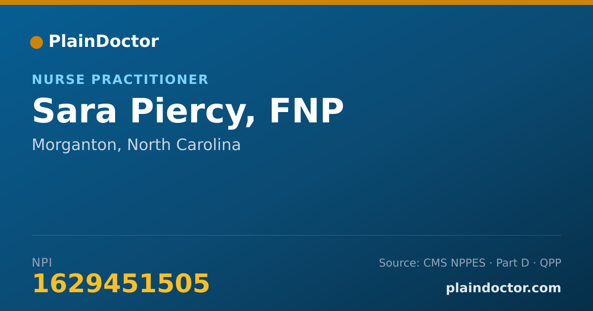 Shareable card for Sara Piercy, FNP - Nurse Practitioner, Morganton, NC