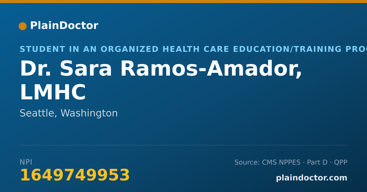 Shareable card for Sara Ramos-Amador, LMHC - Student in an Organized Health Care Education/Training Program, Seattle, WA