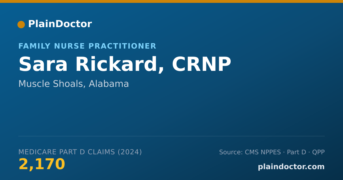 Shareable card for Sara Rickard, CRNP - Family Nurse Practitioner, Muscle Shoals, AL