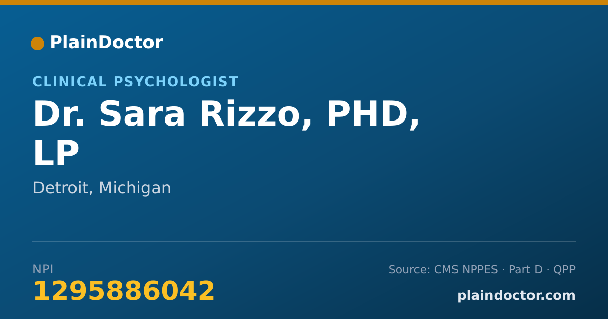 Shareable card for Sara Rizzo, PHD, LP - Clinical Psychologist, Detroit, MI