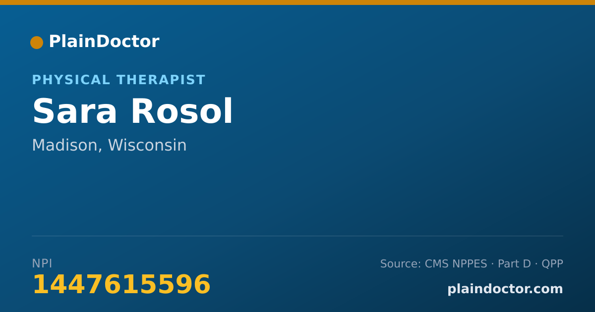 Shareable card for Sara Rosol - Physical Therapist, Madison, WI