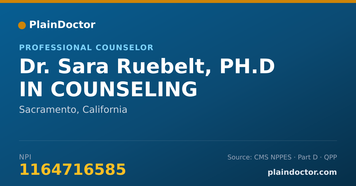 Shareable card for Sara Ruebelt, PH.D IN COUNSELING - Professional Counselor, Sacramento, CA