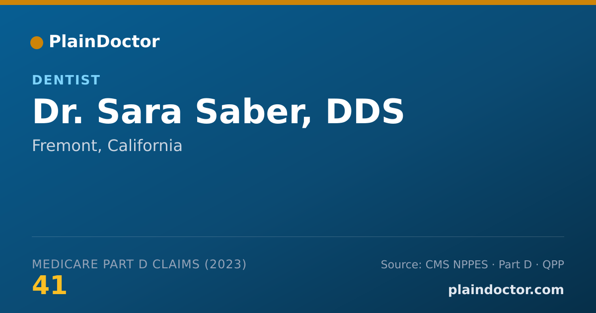 Shareable card for Sara Saber, DDS - Dentist, Fremont, CA