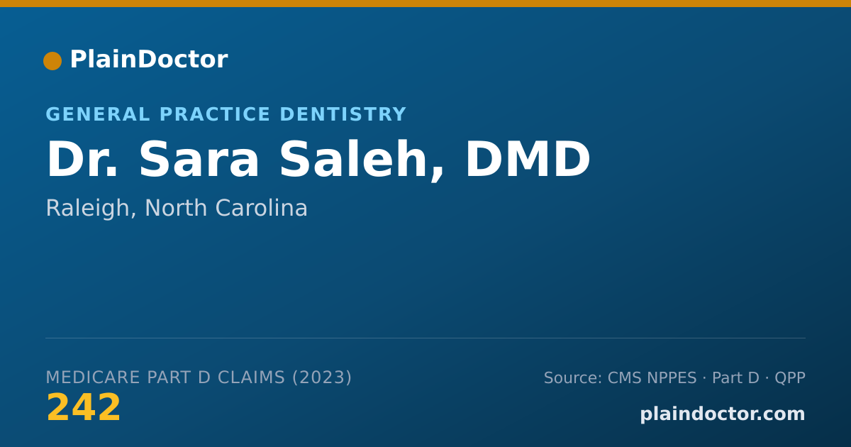 Shareable card for Sara Saleh, DMD - General Practice Dentistry, Raleigh, NC