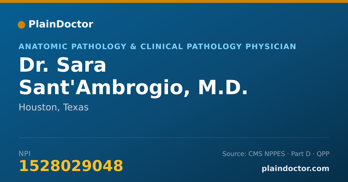 Shareable card for Sara Sant'Ambrogio, M.D. - Anatomic Pathology & Clinical Pathology Physician, Houston, TX