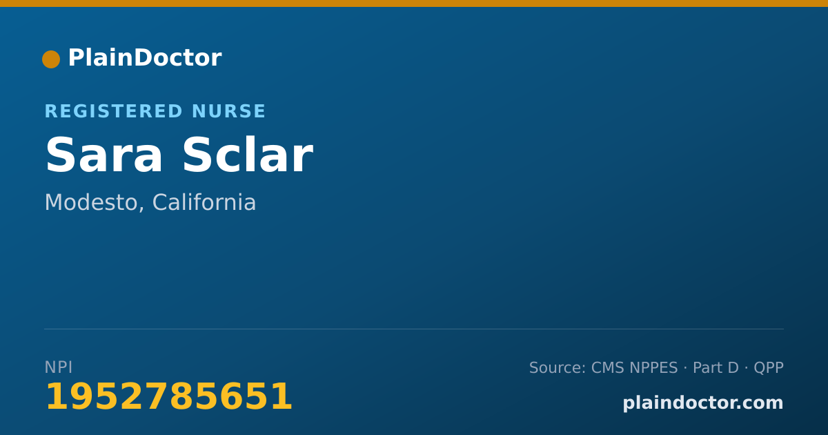 Shareable card for Sara Sclar - Registered Nurse, Modesto, CA