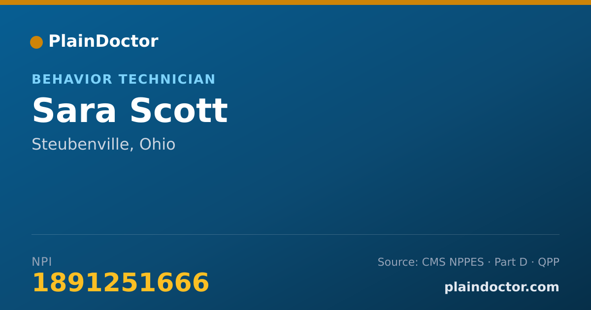 Shareable card for Sara Scott - Behavior Technician, Steubenville, OH