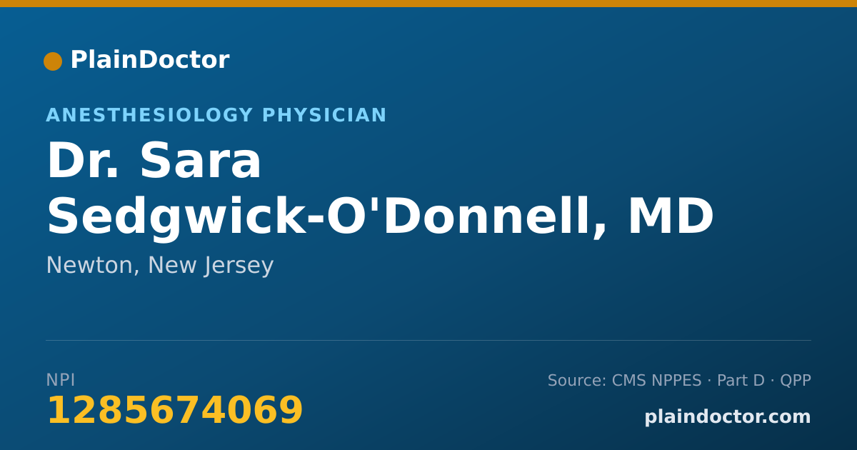 Shareable card for Sara Sedgwick-O'Donnell, MD - Anesthesiology Physician, Newton, NJ