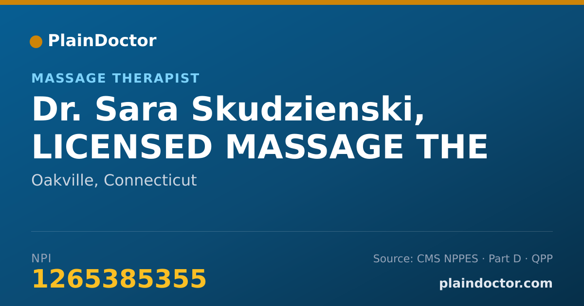 Shareable card for Sara Skudzienski, LICENSED MASSAGE THE - Massage Therapist, Oakville, CT