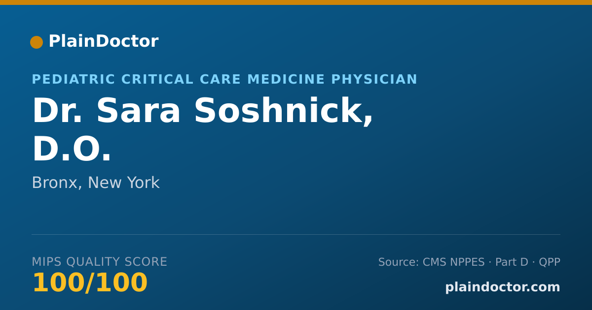 Shareable card for Sara Soshnick, D.O. - Pediatric Critical Care Medicine Physician, Bronx, NY