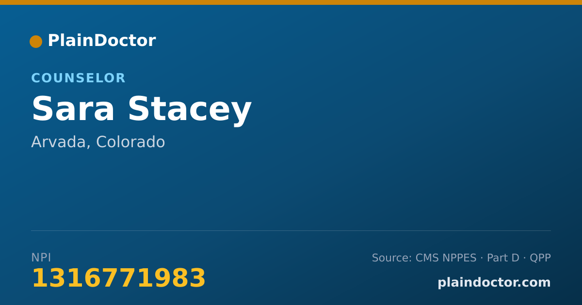 Shareable card for Sara Stacey - Counselor, Arvada, CO