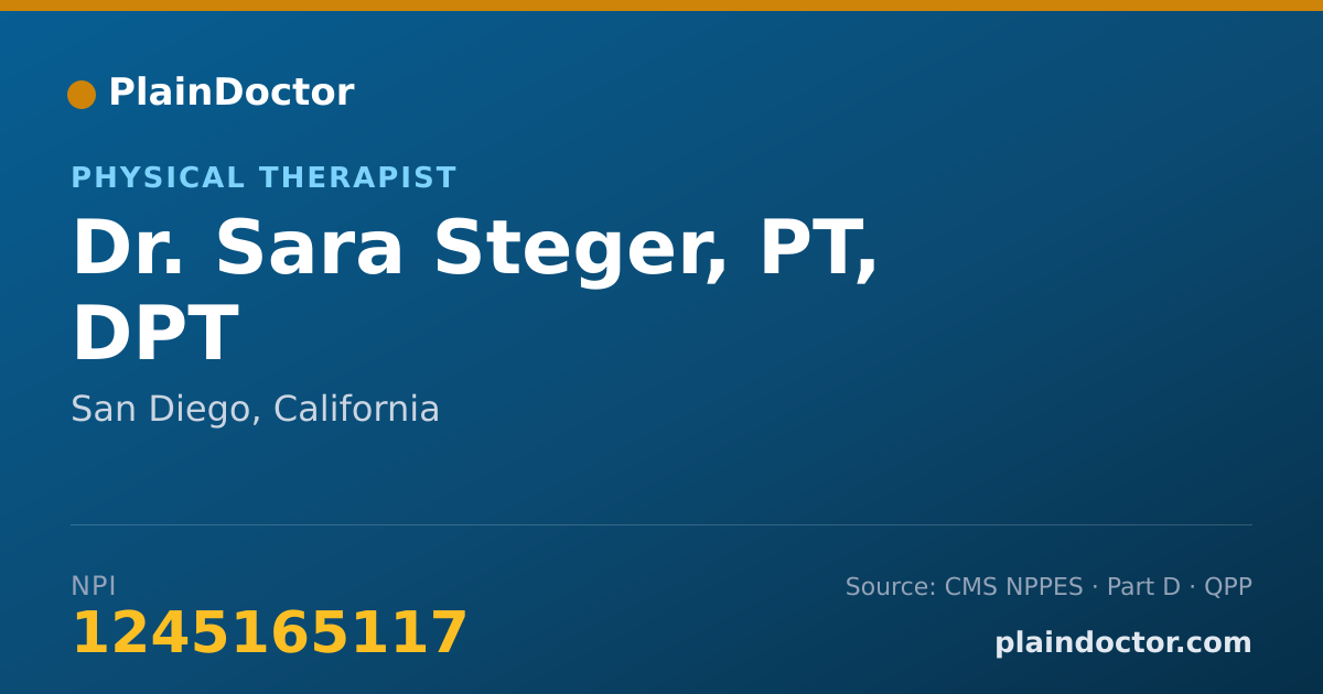 Shareable card for Sara Steger, PT, DPT - Sports Physical Therapist, San Diego, CA