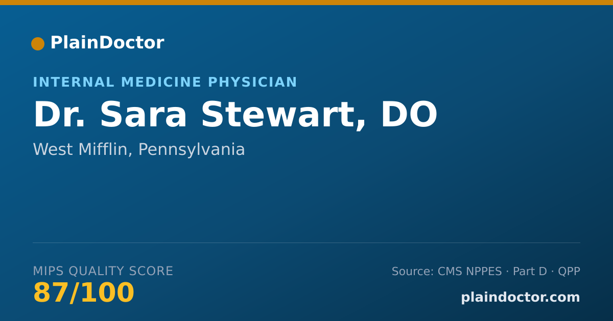 Shareable card for Sara Stewart, DO - Internal Medicine Physician, West Mifflin, PA