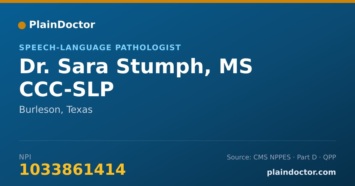Shareable card for Sara Stumph, MS CCC-SLP - Speech-Language Pathologist, Burleson, TX