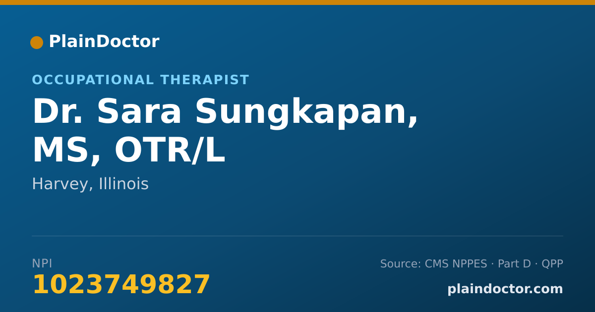 Shareable card for Sara Sungkapan, MS, OTR/L - Occupational Therapist, Harvey, IL