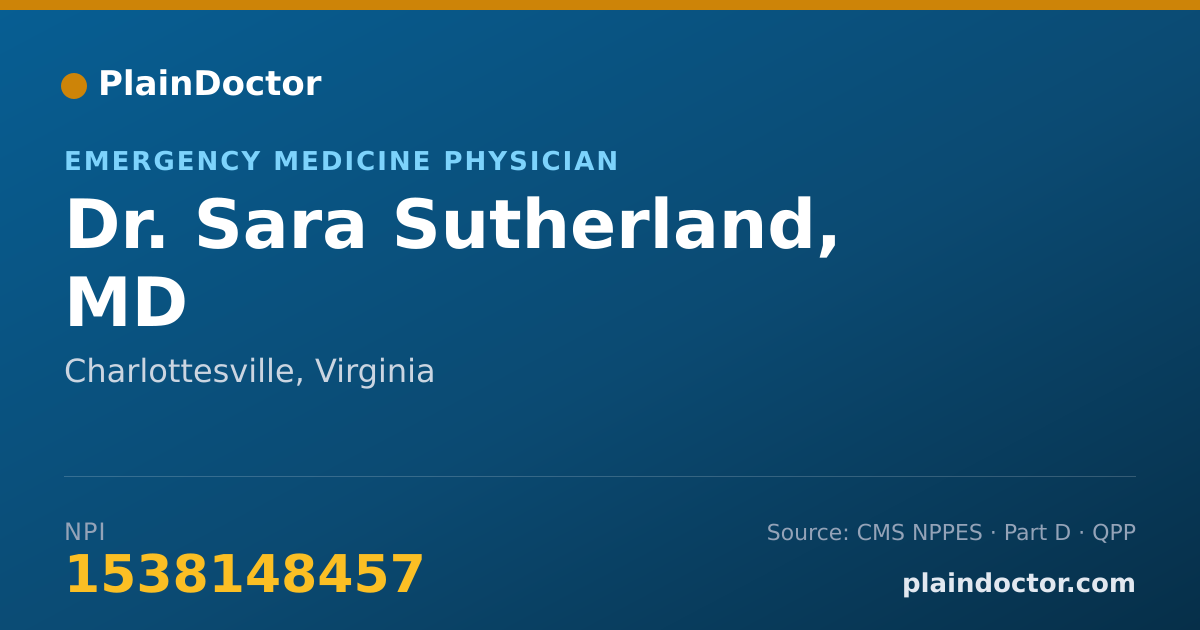 Shareable card for Sara Sutherland, MD - Emergency Medicine Physician, Charlottesville, VA