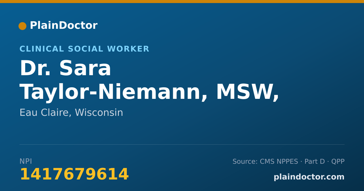Shareable card for Sara Taylor-Niemann, MSW, LCSW - Clinical Social Worker, Eau Claire, WI