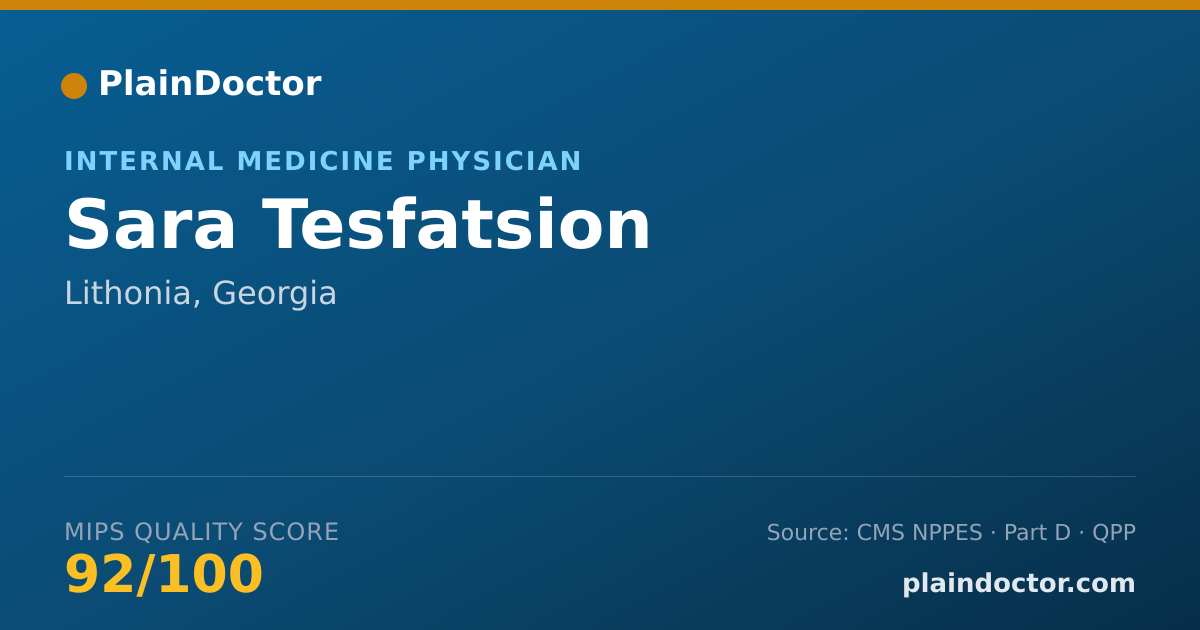Shareable card for Sara Tesfatsion - Internal Medicine Physician, Lithonia, GA