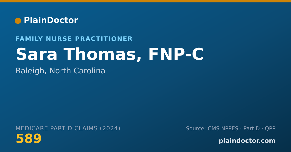 Shareable card for Sara Thomas, FNP-C - Family Nurse Practitioner, Raleigh, NC