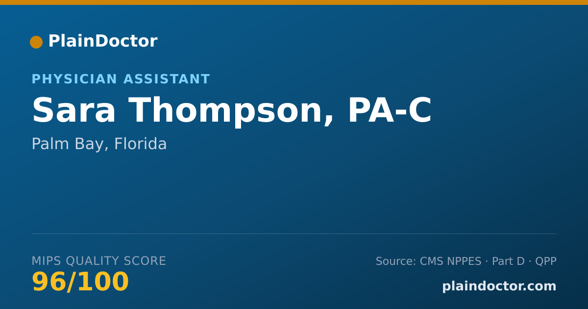 Shareable card for Sara Thompson, PA-C - Physician Assistant, Palm Bay, FL