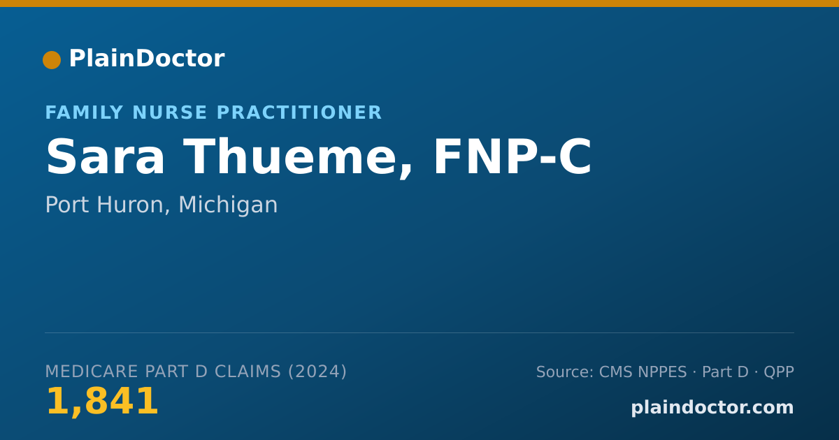 Shareable card for Sara Thueme, FNP-C - Family Nurse Practitioner, Port Huron, MI