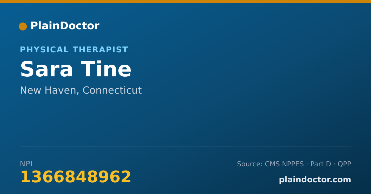 Shareable card for Sara Tine - Physical Therapist, New Haven, CT