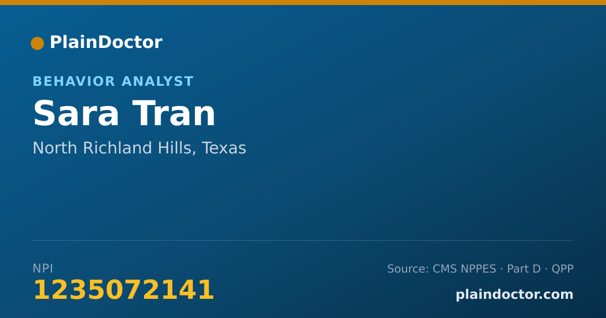 Shareable card for Sara Tran - Behavior Analyst, North Richland Hills, TX