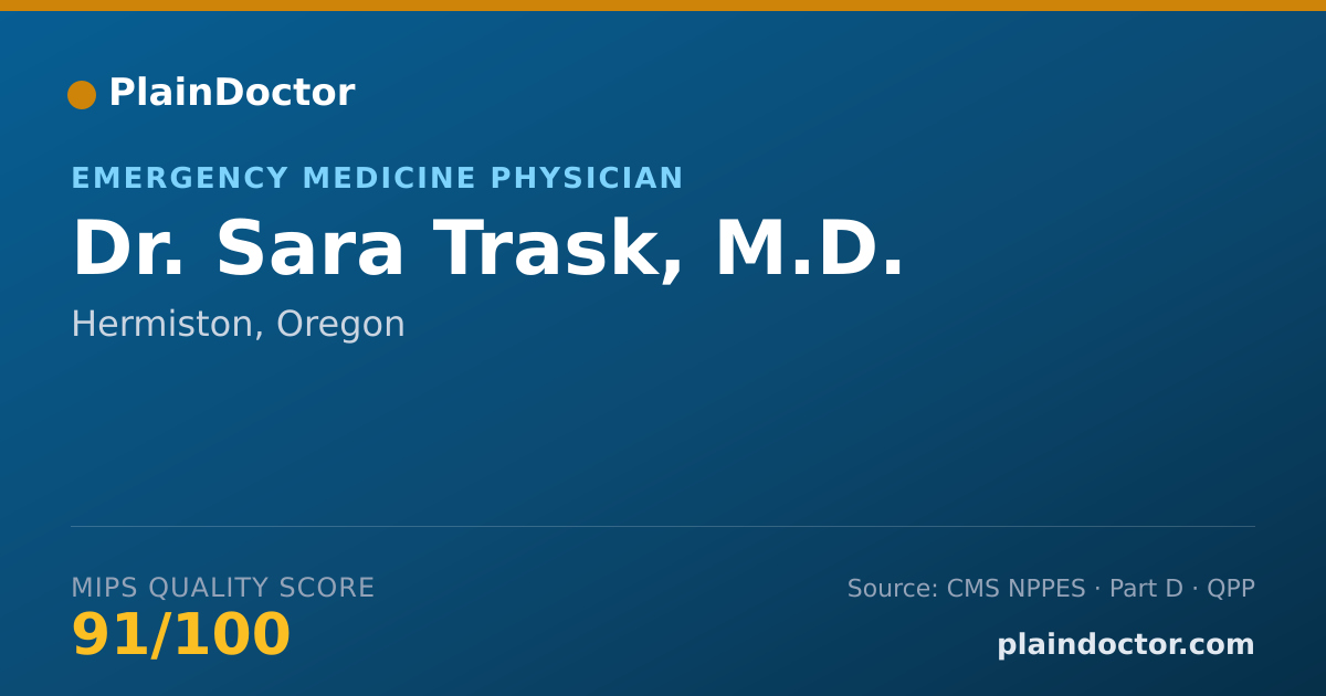 Shareable card for Sara Trask, M.D. - Emergency Medicine Physician, Hermiston, OR