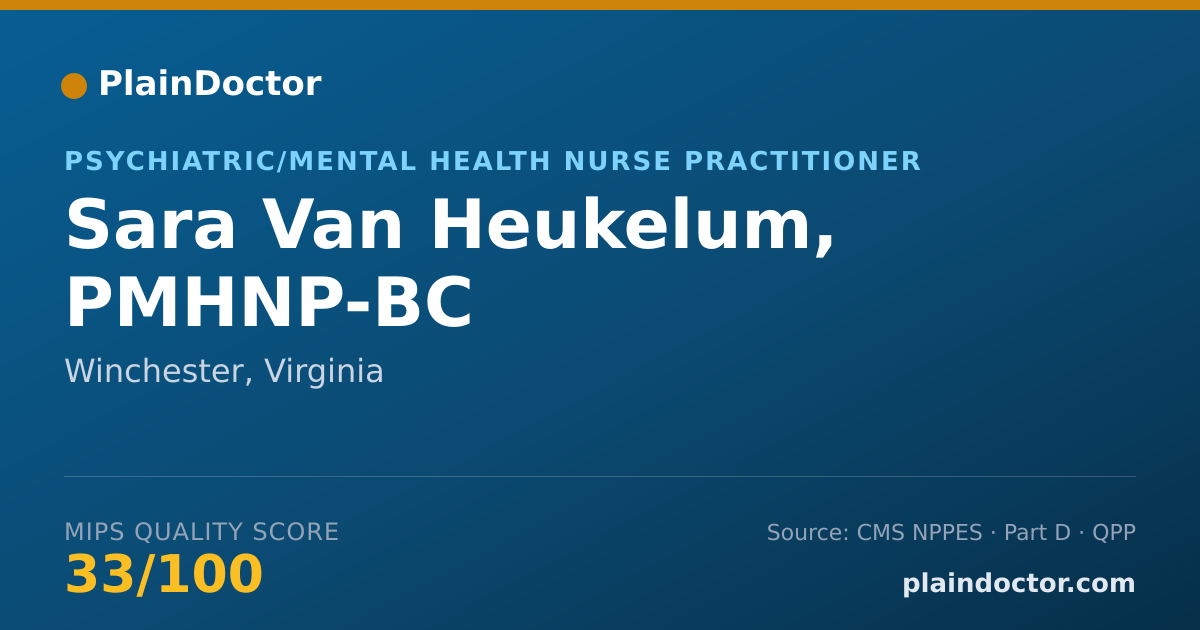 Shareable card for Sara Van Heukelum, PMHNP-BC - Psychiatric/Mental Health Nurse Practitioner, Winchester, VA