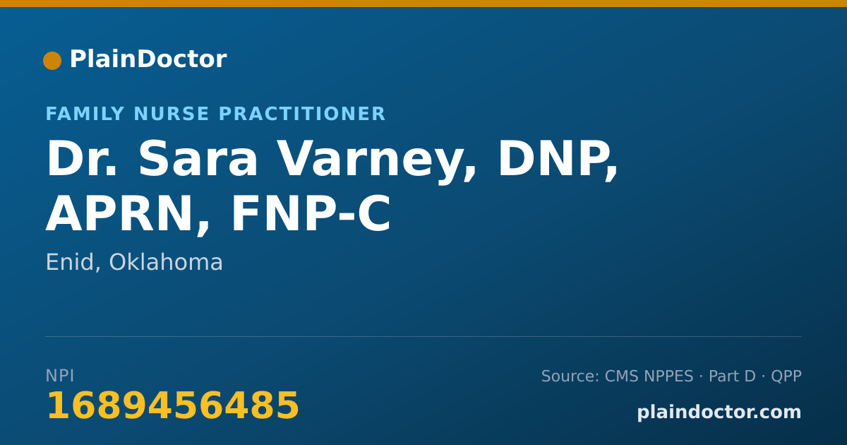 Shareable card for Sara Varney, DNP, APRN, FNP-C - Family Nurse Practitioner, Enid, OK