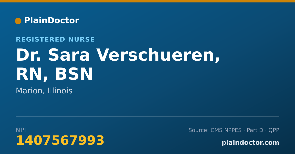 Shareable card for Sara Verschueren, RN, BSN - Registered Nurse, Marion, IL