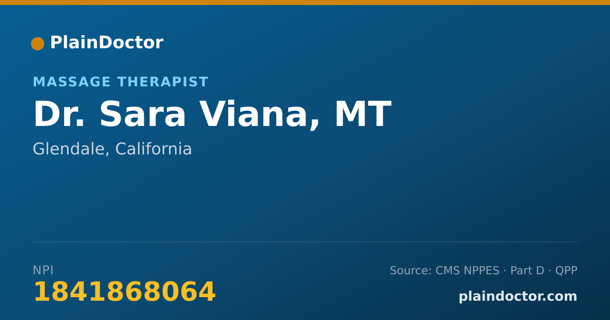 Shareable card for Sara Viana, MT - Massage Therapist, Glendale, CA
