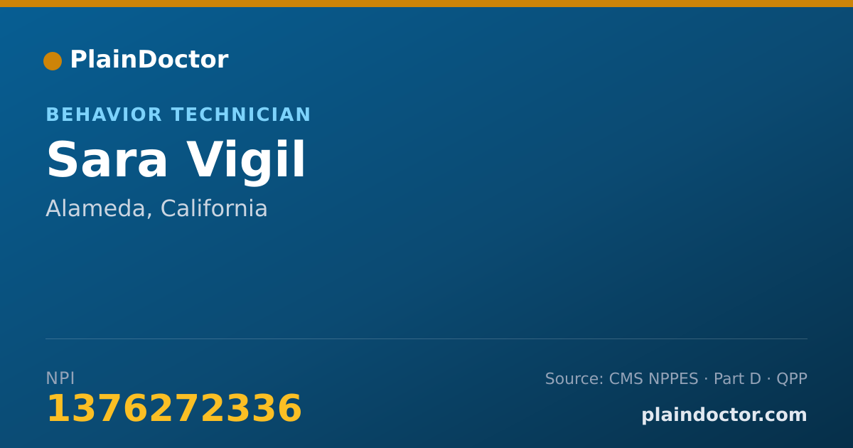 Shareable card for Sara Vigil - Behavior Technician, Alameda, CA
