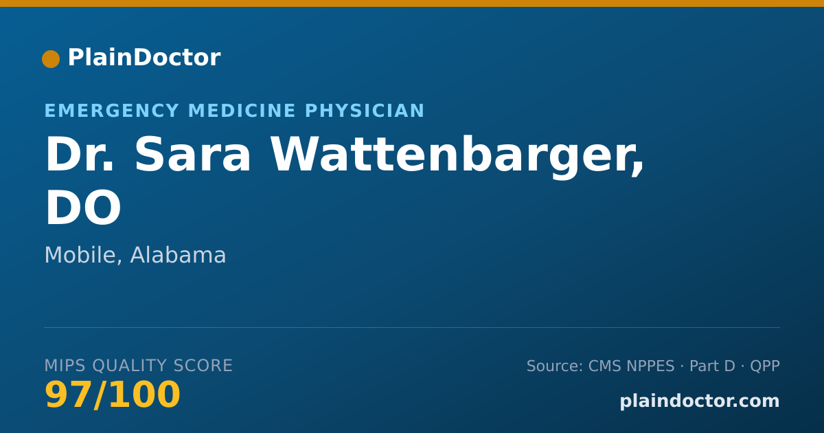 Shareable card for Sara Wattenbarger, DO - Emergency Medicine Physician, Mobile, AL