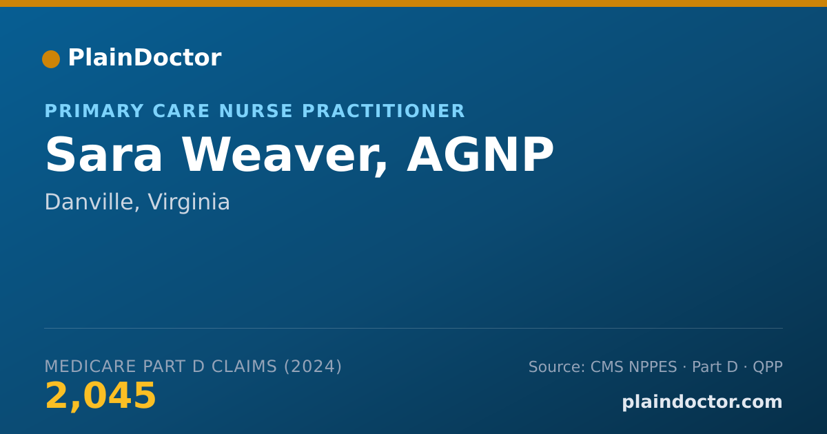 Shareable card for Sara Weaver, AGNP - Primary Care Nurse Practitioner, Danville, VA