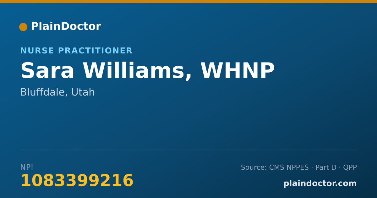 Shareable card for Sara Williams, WHNP - Nurse Practitioner, Bluffdale, UT