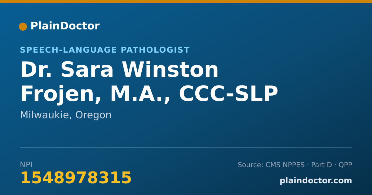 Shareable card for Sara Winston Frojen, M.A., CCC-SLP - Speech-Language Pathologist, Milwaukie, OR