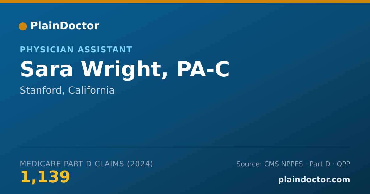Shareable card for Sara Wright, PA-C - Physician Assistant, Stanford, CA