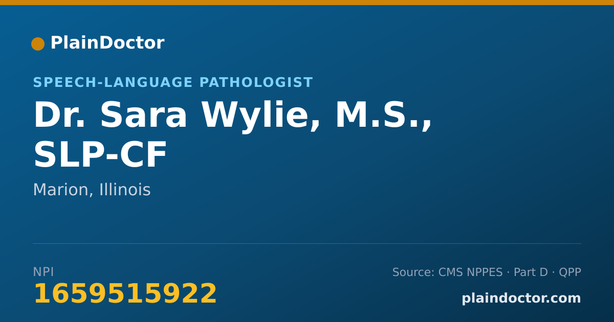 Shareable card for Sara Wylie, M.S., SLP-CF - Speech-Language Pathologist, Marion, IL