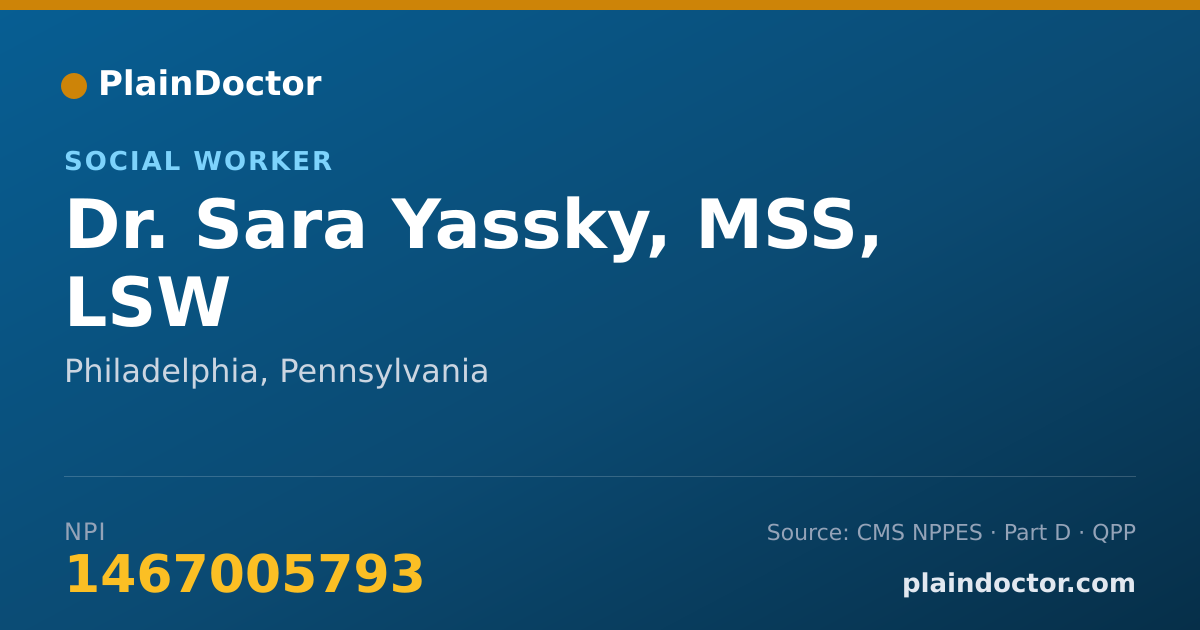 Shareable card for Sara Yassky, MSS, LSW - Social Worker, Philadelphia, PA
