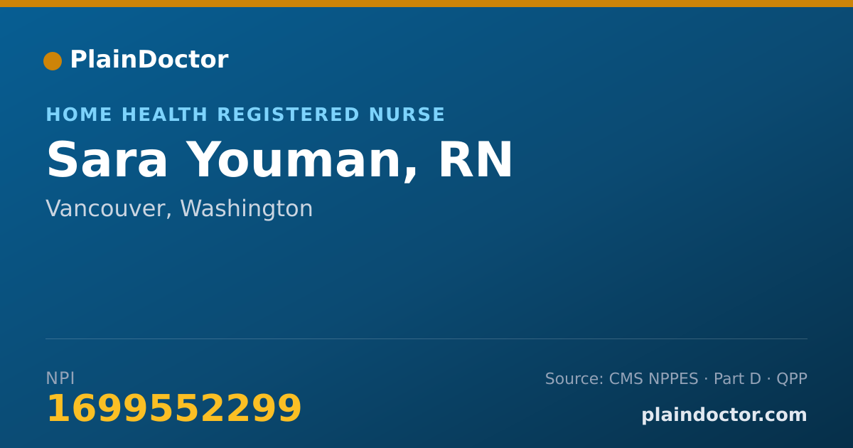 Shareable card for Sara Youman, RN - Home Health Registered Nurse, Vancouver, WA