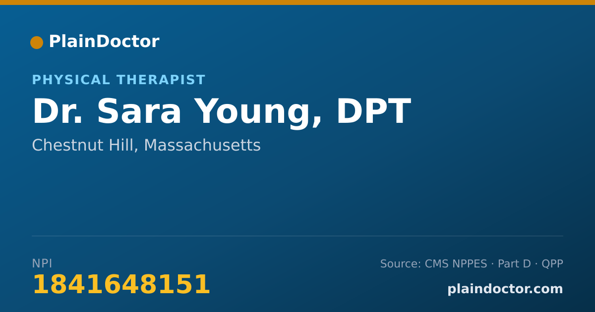 Shareable card for Sara Young, DPT - Physical Therapist, Chestnut Hill, MA