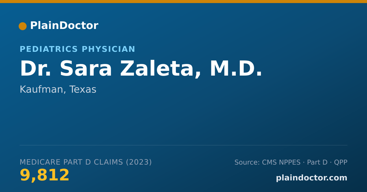 Shareable card for Sara Zaleta, M.D. - Pediatrics Physician, Kaufman, TX